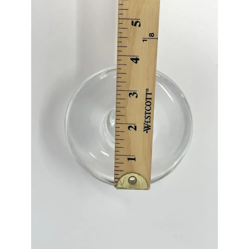 Dansk Lead Crystal Candle Taper Holder Heavy MCM Round 2.5” Tall 3.75” Wide